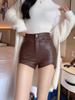 Faux Leather Goth High Waisted Female Shorts Y2k Sexy Black PU Fashion Casual Summer Shorts Pants Women Clothing