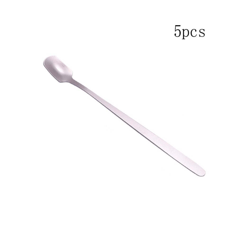 5pcs Stainless Steel Square Teaspoon Silver/gold Dessert Scoops Coffee Stirring Spoons Cafe