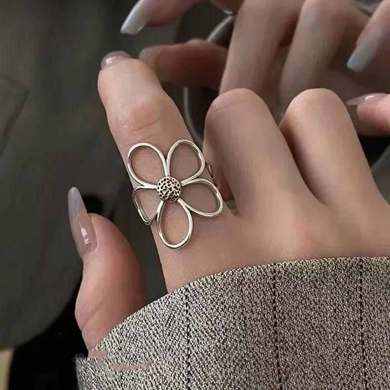 Stainless Steel Exaggerated Personality Irregular Heart Shape Open Rings For Women Charm Temperament Versatile Party Jewelry