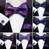 Tie Bow Tie for Men Blue Purple Bowtie Pocket Square Cufflinks for Wedding Business Set