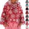 Felpa con cappuccio casual larga stampata per Natale da donna a maniche lunghe