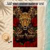 Leopard Theme Soft Beach Towel Personalized Custom Name Text Towel Portable for Beach Pool Travel