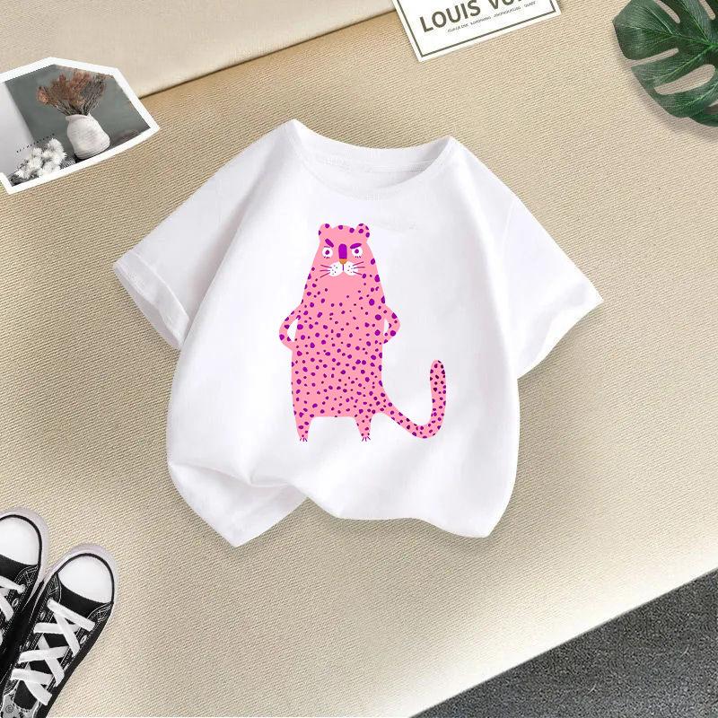 Cute Cat Printed Summer New Product Children's Clothing Children's Short Sleeved T-shirt Baby Fashion Pure T-shirt