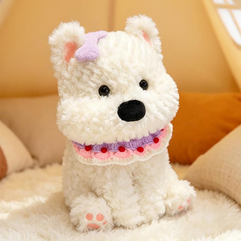 Kawaii Flauschiger Weißer West Highland Terrier Plüschtier Weiches Welpen Plüschtier Gefülltes Lebensechtes Hunde Tier Beruhigungs-Puppe Geschenk 38cm