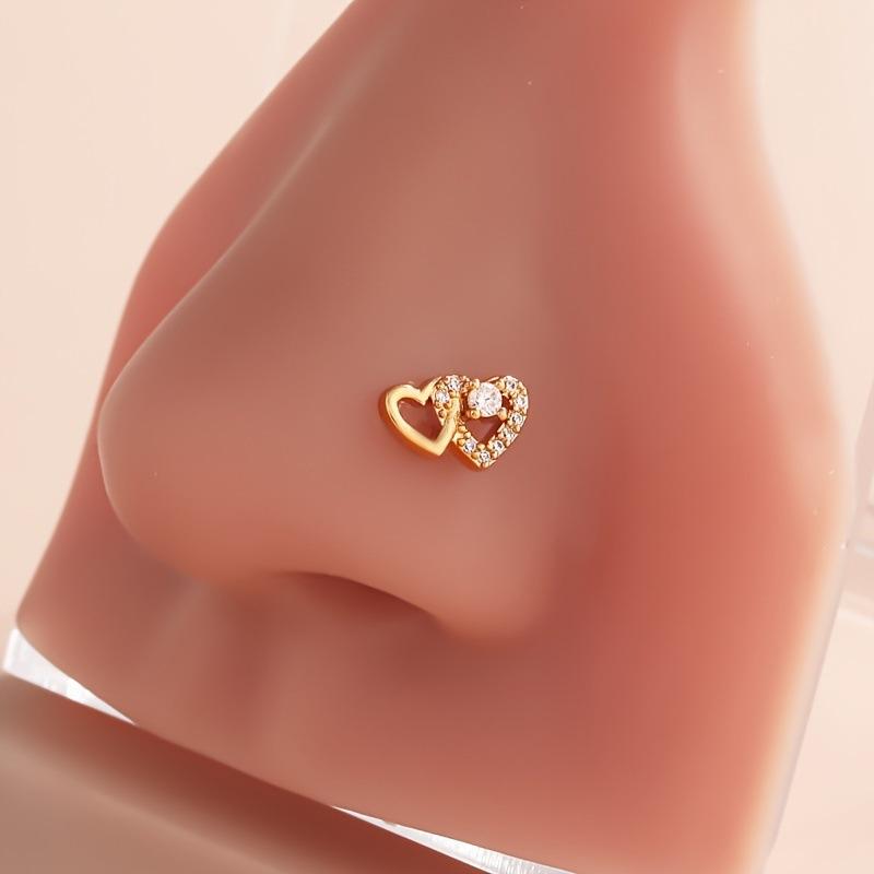 Větrný L Rod Piercing do nosu Kroužek do nosu Plný diamant Srdce Lásky Mikro Zirkon Piercing do nosu Přívěsek Šperky
