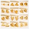 6pcs/Lot Stainless Steel Heart Ear Studs For Women Men Accessories Real Gold Plated Love Earrings Fashion Jewelry Piercing Gifts