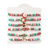 Christmas Beaded Bracelets Handmade Polymer Clay Beads Stretch Bracelets Bulk White Red Green Friendship Holiday Jewelry Gift for Women Girls