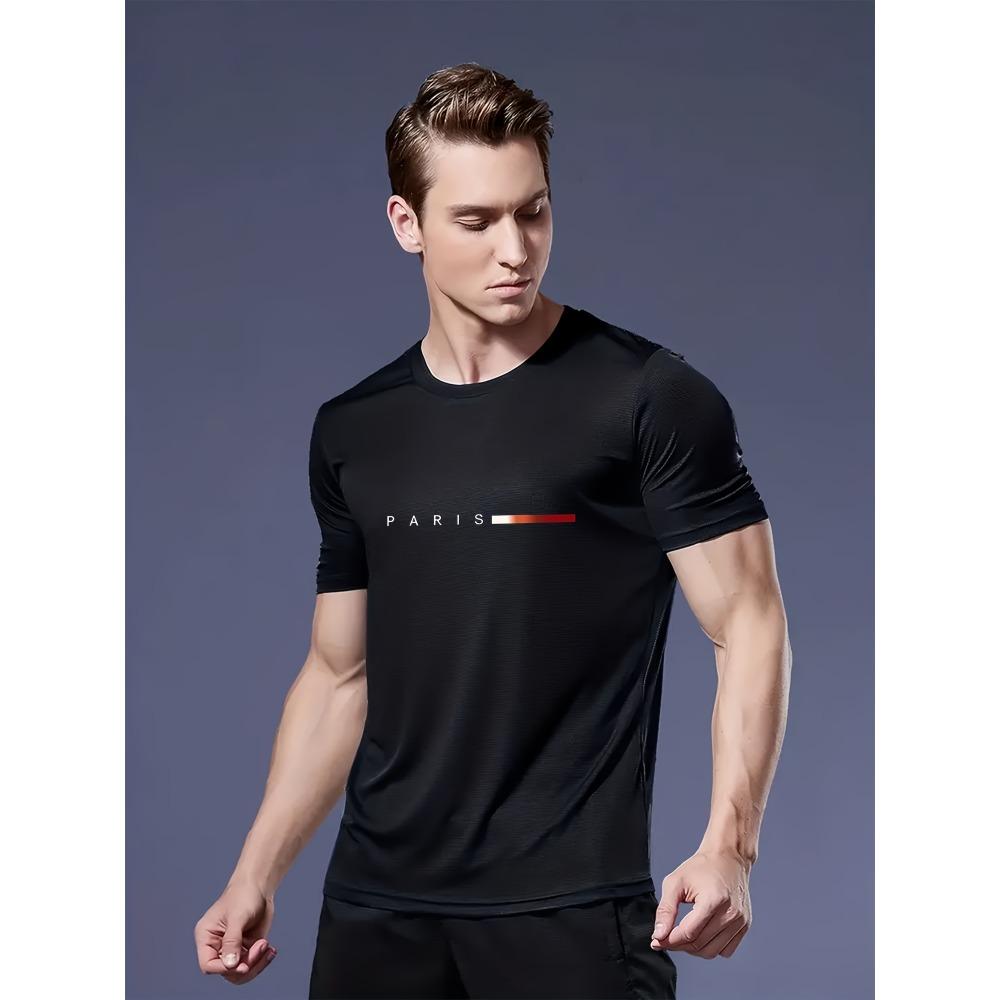 3 יחידות חולצות טי קלות ונושמות לגברים, מתייבשות במהירות, מנדפות זיעה, צווארון עגול, חולצות טי קז'ואל לכל העונות