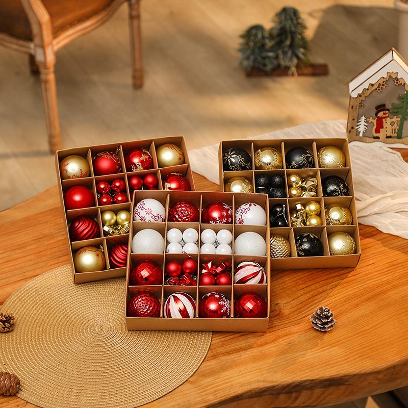 Christmas tree pendant, Christmas ball set, painted ball pendant, electroplated Christmas ball decoration, mixed Christmas gift box