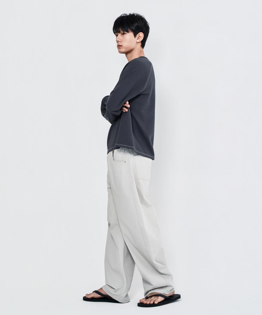 WAAR M293 Chino Wide Cotton Pants_Light Gray