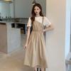 2026 Summer Women's Fashionable Faux Two-Piece Slimming Petite Long Dress