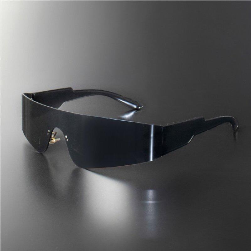 Flat Top Shield Fashion Punk Sunglasses Women Y2K Sun Glasses Men Mirror One Piece Eyewear 2000S 90S Goggles