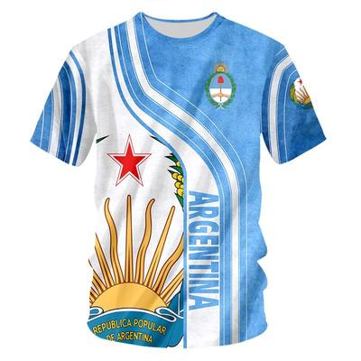 Argentina Vzor Pánské tričko 3D tisk Trička s krátkým rukávem Mikina Móda Teplá trička Topy Letní Hip Hop Oblečení