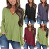 Autumn and Winter New Female Button V-neck Long-sleeved Sweater Loose Bottoming Shirt