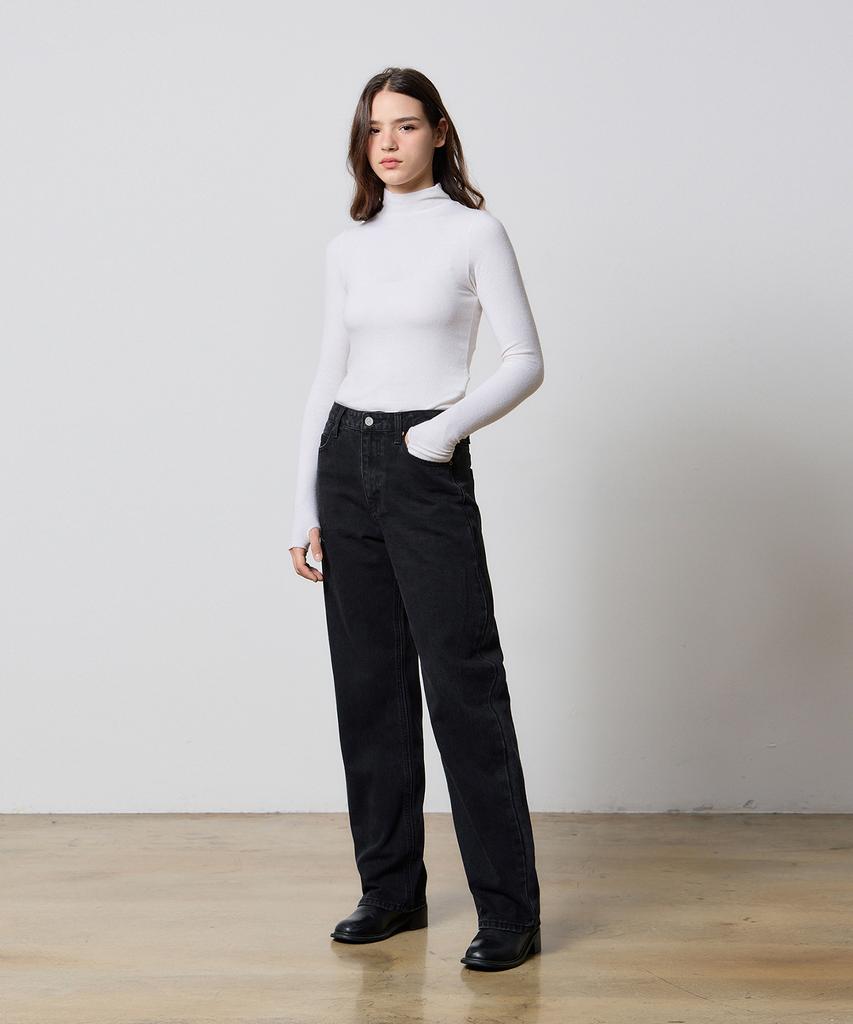 RYUL+WAI Denim Long Straight Pants Black W5