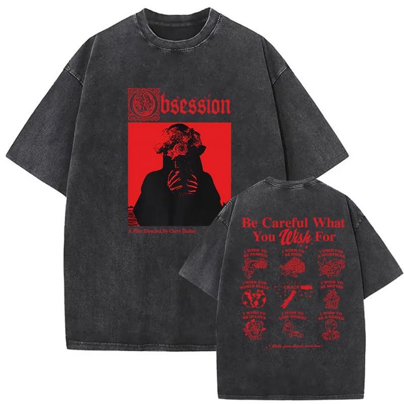 Vintage Gewassen Obsession Horrorfilm 2026 Grafisch T-shirt Mannen Vrouwen Mode Oversized T-shirts Klassieke Gotische Kleding T-shirt