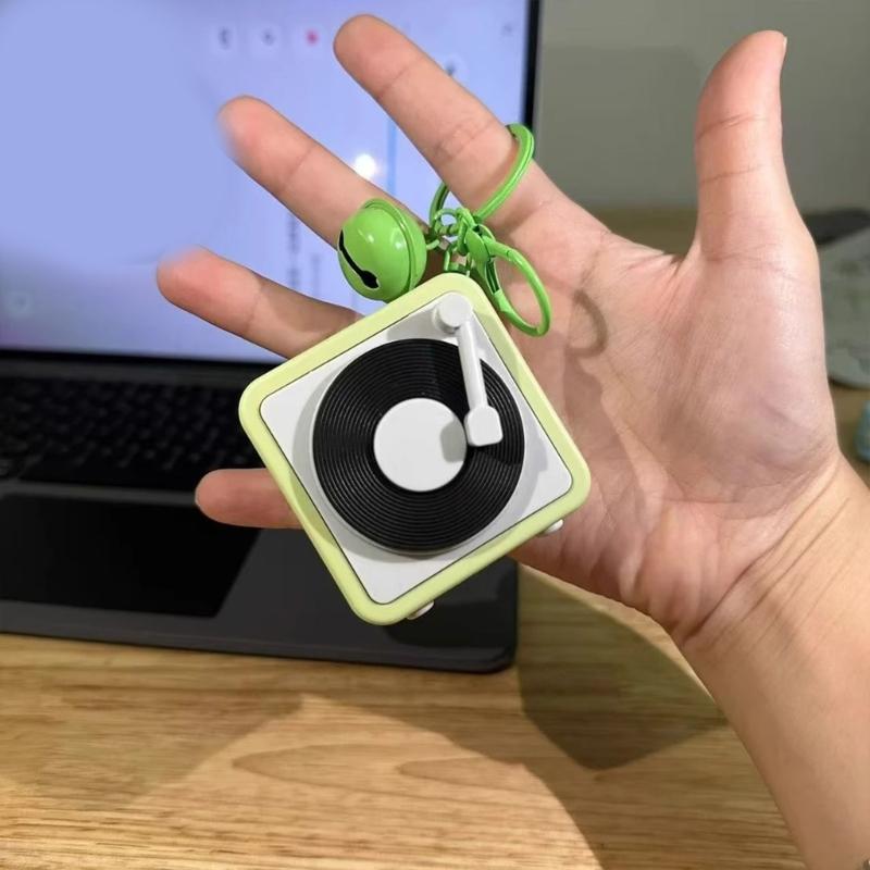 Vintage Record Player Keychain Charm Pendant With Recording Function for Decorative and Practical Daily Casual Use
