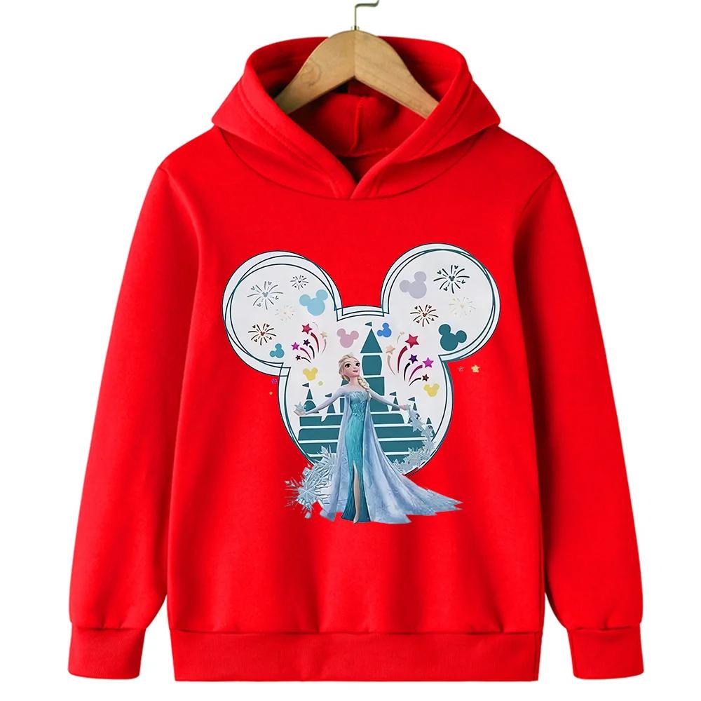 Disney Princess Elsa Printed Children's Sweaters for Boys  Girls Autumn  Winter Casual Pullover Hoodies