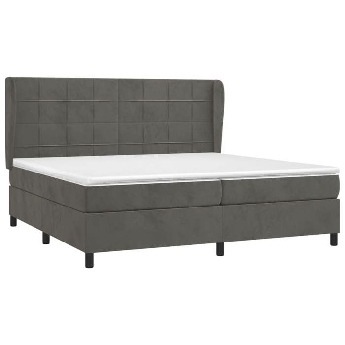 Maison Exclusive - Slatted Bed Base and Mattress Dark Grey 200x200cm Velvet