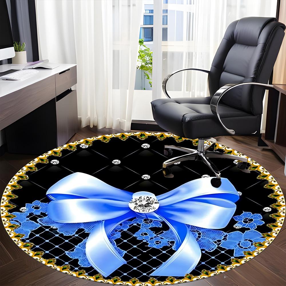 1pc Elegant BowChair Carpet for Office, Indoor Non-Slip Washable Polyester Fiber Carpet, Mat For Office, Machine Washable