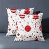 1 Pieces Christmas Red Patterned Cushion Covers Decorative Polyester Pillowcase, Sofa Decorative Cushion Cov Headboard Pillow