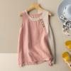 Women Summer Tank Top Contrast Color Patchwork Round Neck Sleeveless Thin Match Pants Casual Vintage Plus Size Lady T-shirt Women Clothes