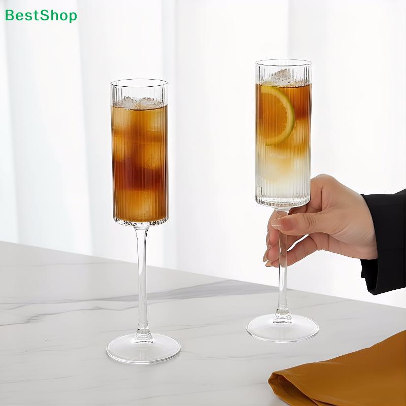 Vertical Striped Tall Wine Glasses,Ribbed Fluted Champagne Flutes for Cocktail & Party Use