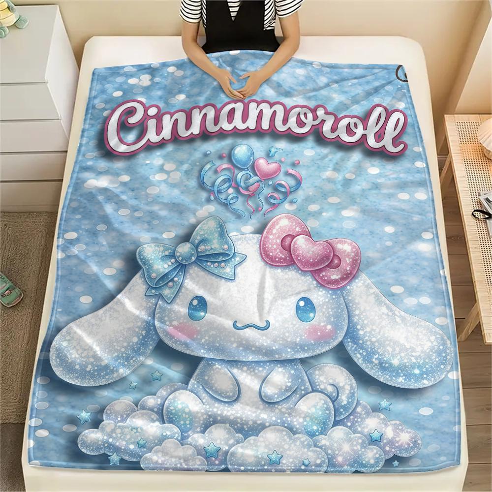 1 stk Cinnamoroll-trykk flanellteppe, Høy kvalitet for alle årstider, Hjemmeinnredning, Varme og komfort, Perfekt for julegaver