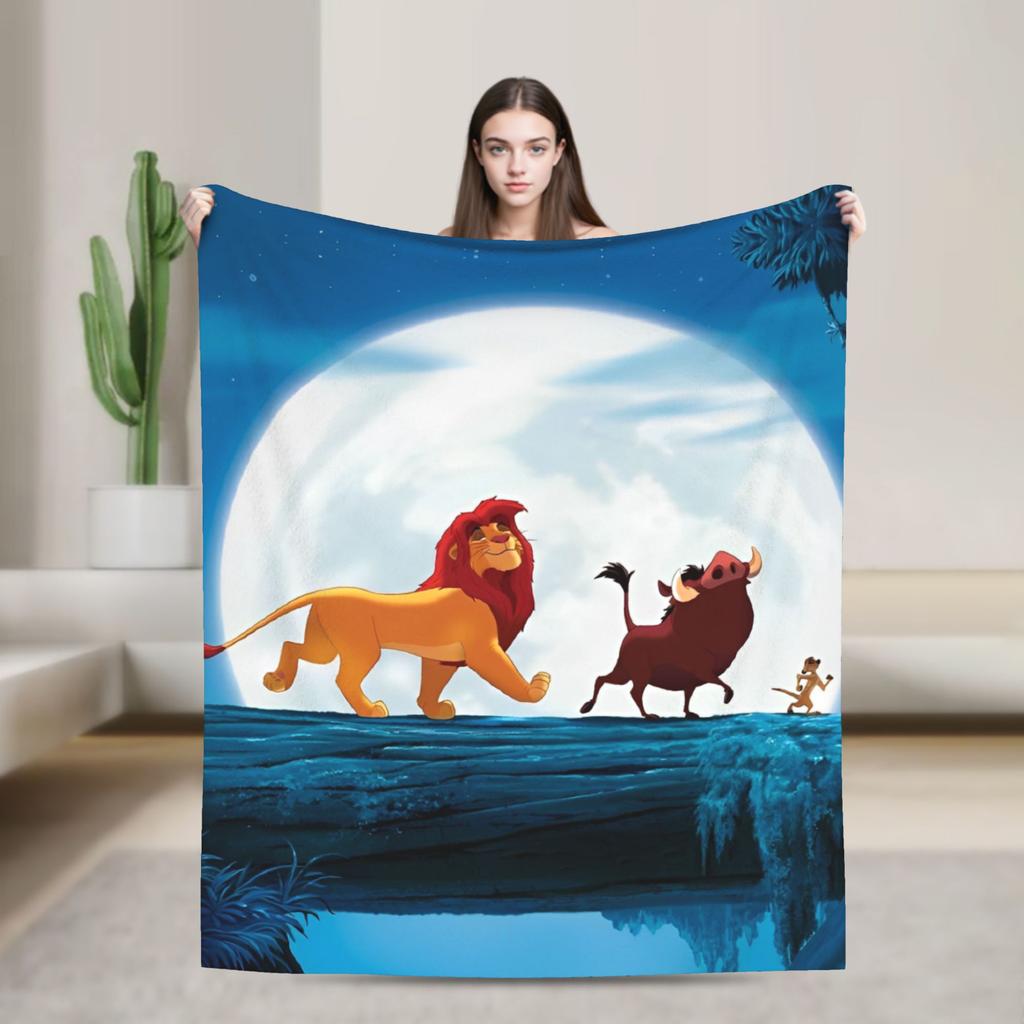 Lion King Friends Blanket Simba Mufasa Nala Plush Novelty Soft Throw Blankets for Home Restaurant Spring Autumn