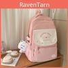 High School Girl Nylon Backpack With Letter Bear Print Bead Decoration For Daily Use