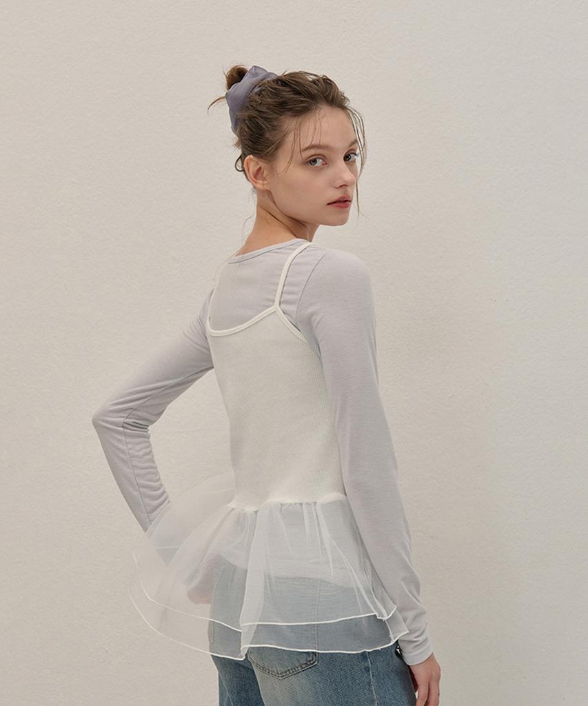 Kamino Organza Sleeveless Blouse White