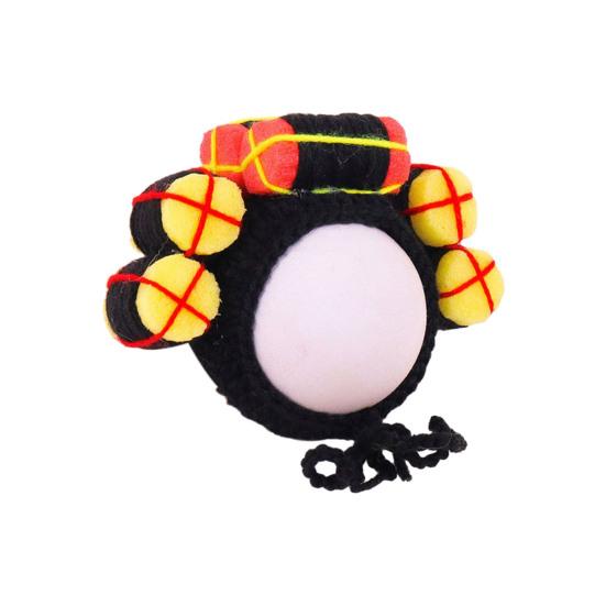 Yousheng Funny Pet Hat Wig with Hair Rollers Elastic Knitted Lace-up Strap Anti-slip Adorable Curly Hair Cat Party Cosplay Headdress Cat Dog Cap