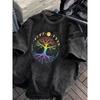Summer Men'S Trendy Oversized T-Shirt with a Moon Tree Print, Featuring High-Quality Thick And a Vintage Wash Process