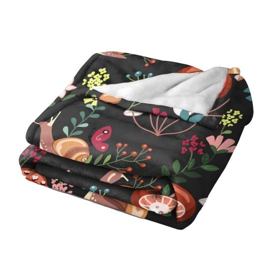 Mushroom Blanket Machine Washable Soft Flannel Blanket Warm Cozy Throw Blanket for Kids Adults Farmhouse Bed Sofa