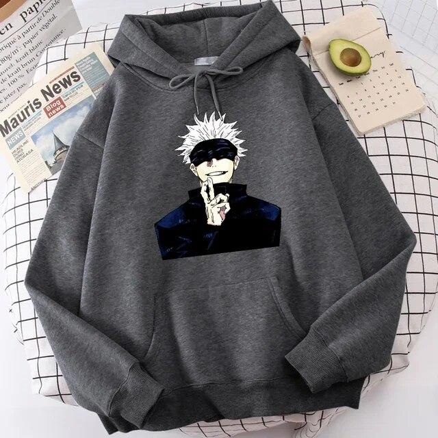 Jujutsu Kaisen Anime Satoru Gojou Printed Women Sweatshirt Cartoons Warm Hooded Harajuku Autumn Hoodies Fashion Loose Tracksuit