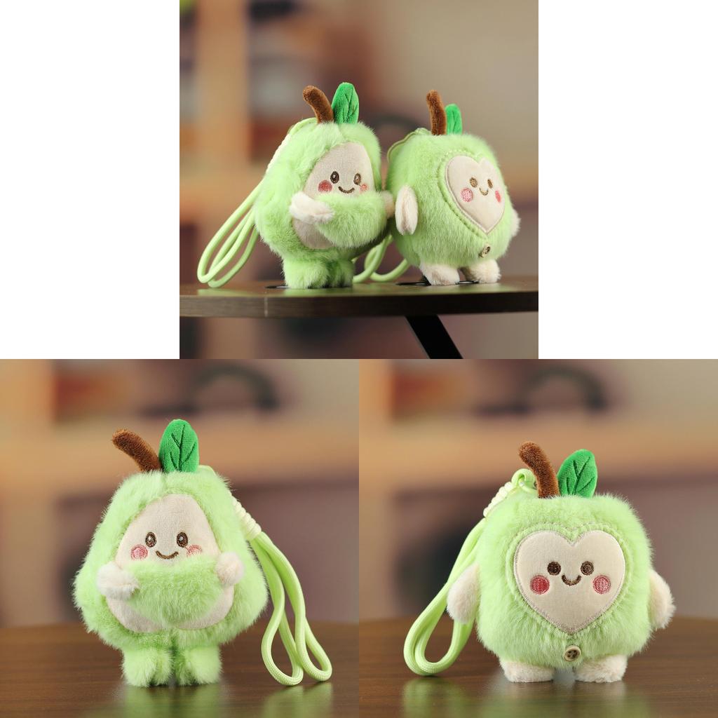 Avocado Plush Keychain With Heart And Button Designs For Cute Bag Decor