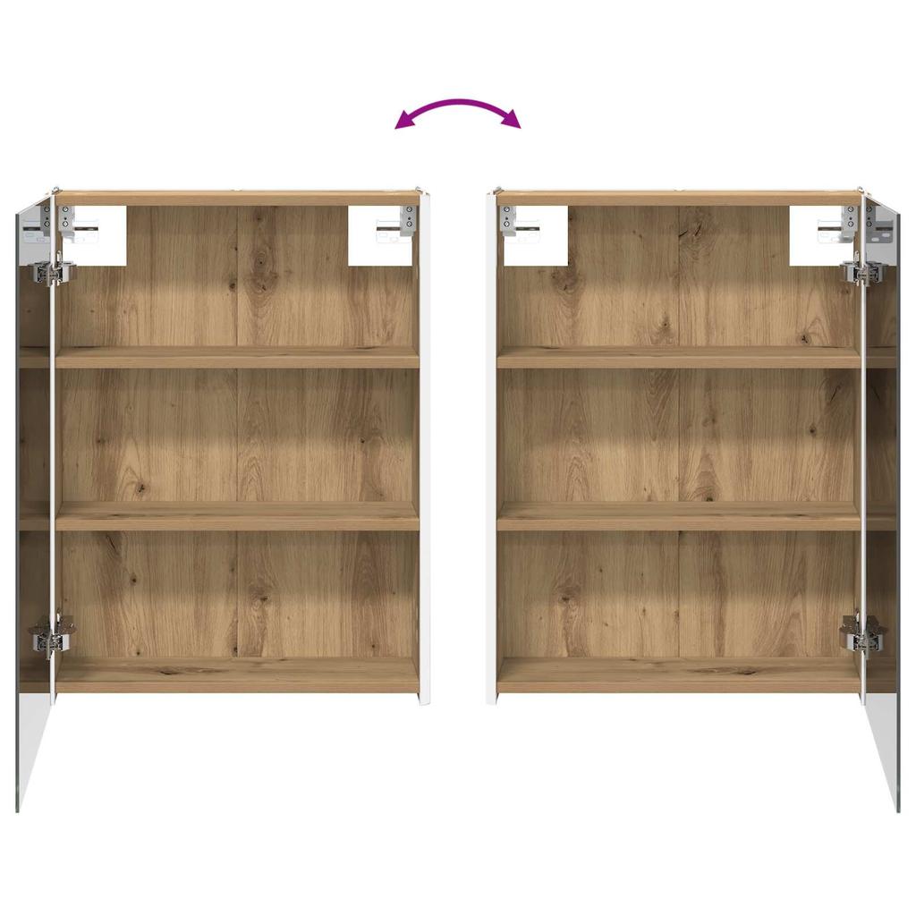 Bathroom Furniture Set 4 Pcs Artisan Oak Engineered Wood and Glass