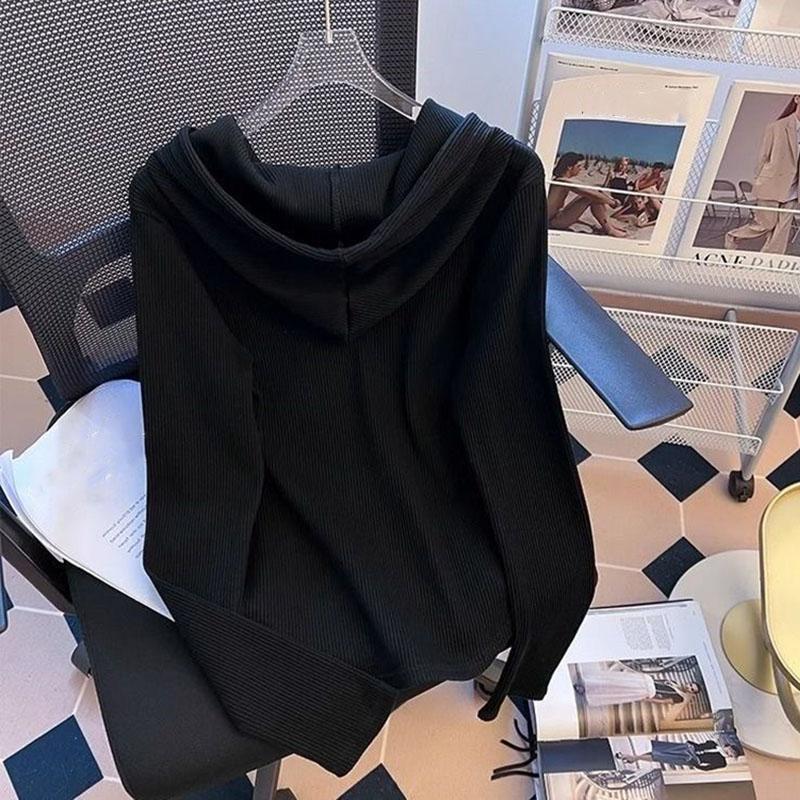 Hooded Sweatshirt Women Comfortable Solid Color Tops Sports Stretch Sweatshirt Tops