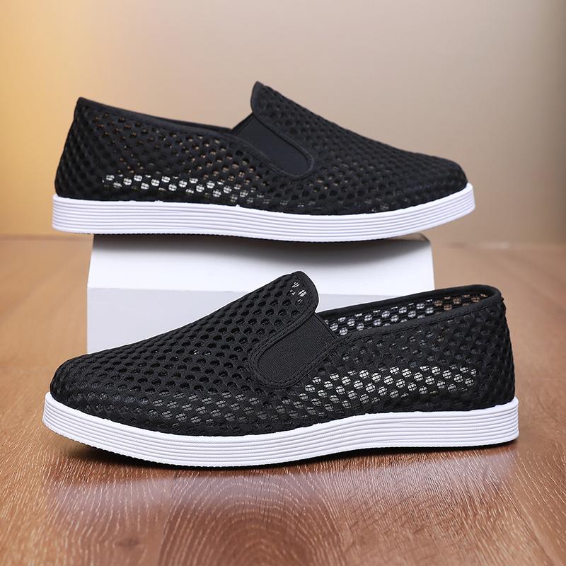 Summer Breathable Men's Shoes, Classic Mesh Casual Shoes, Lightweight Sports Style Strapless Platform Shoesrm Shoes
