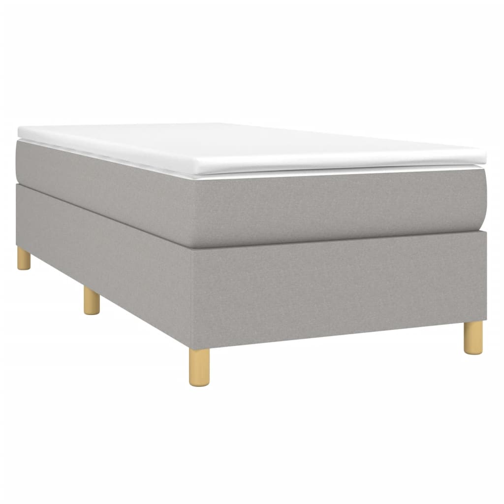 Box Spring Bed Frame Light Grey 90 X 190 Cm Fabric