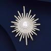 Fashionable and Elegant Brooch, High-end Women's Light Luxury Full Diamond Sunflower Brooch, Elegant Pearl Brooch