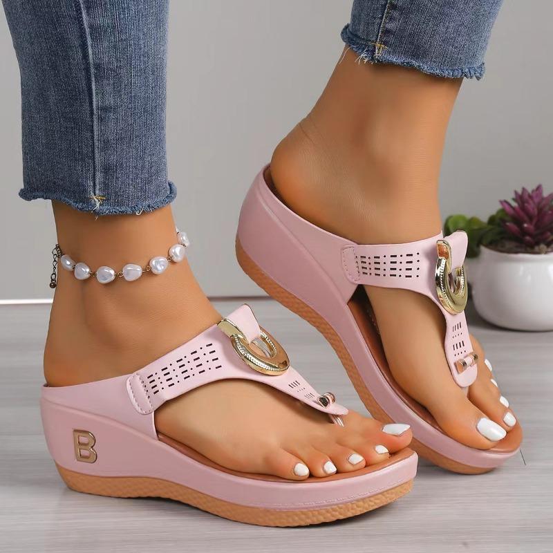 Mode Zomersandalen Dames 2024 Grote Maat Platform Sleehakken Sandalen Slippers Antislip Open Teen Teenslippers Dames Comfortabele Strand Schoenen