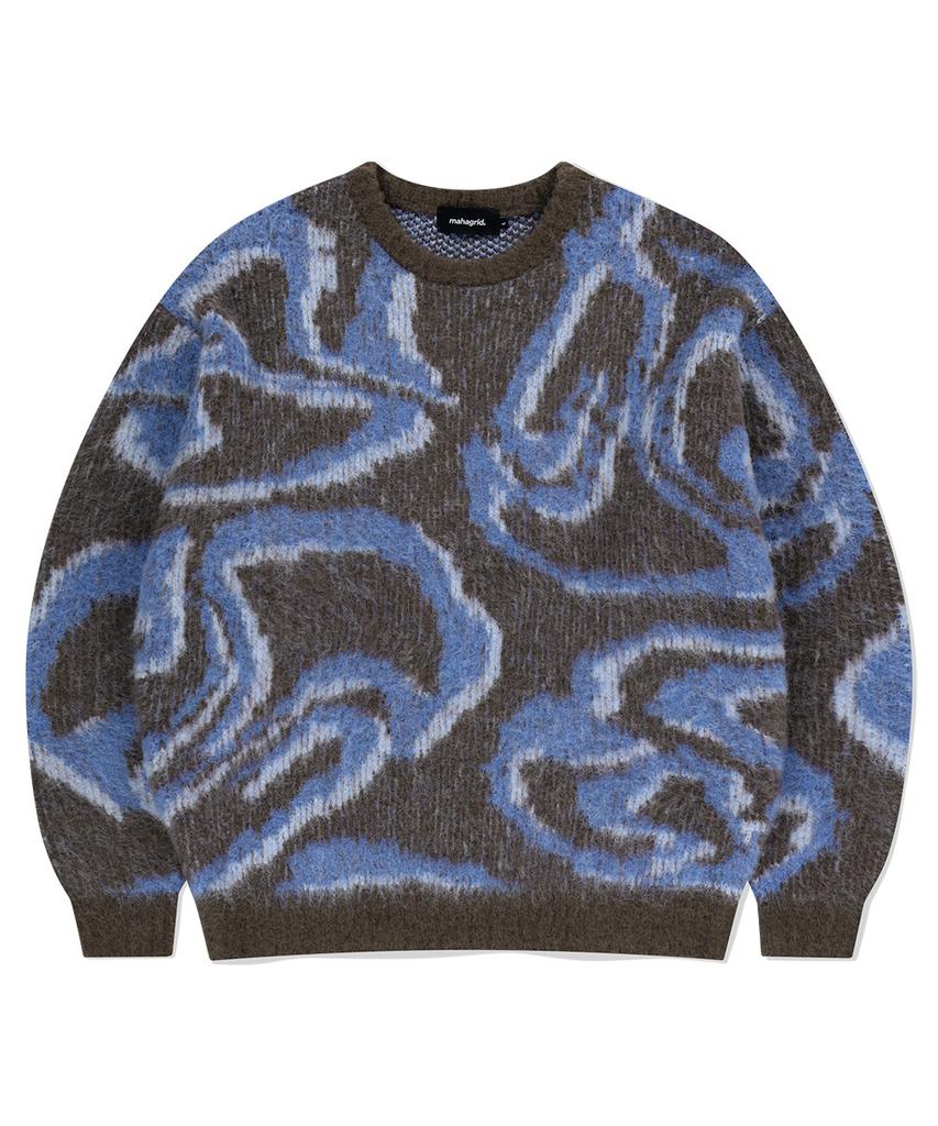 MAHAGRID Destroyed Eclipse Hairy Knit Sweater Brown(Mg2Efmk601A)