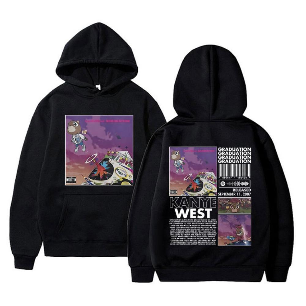 Felpa con cappuccio stampata Rapper Kanye West Graduation Uomo Manica Lunga Felpe Donna Casual Streetwear Harajuku Sudaderas