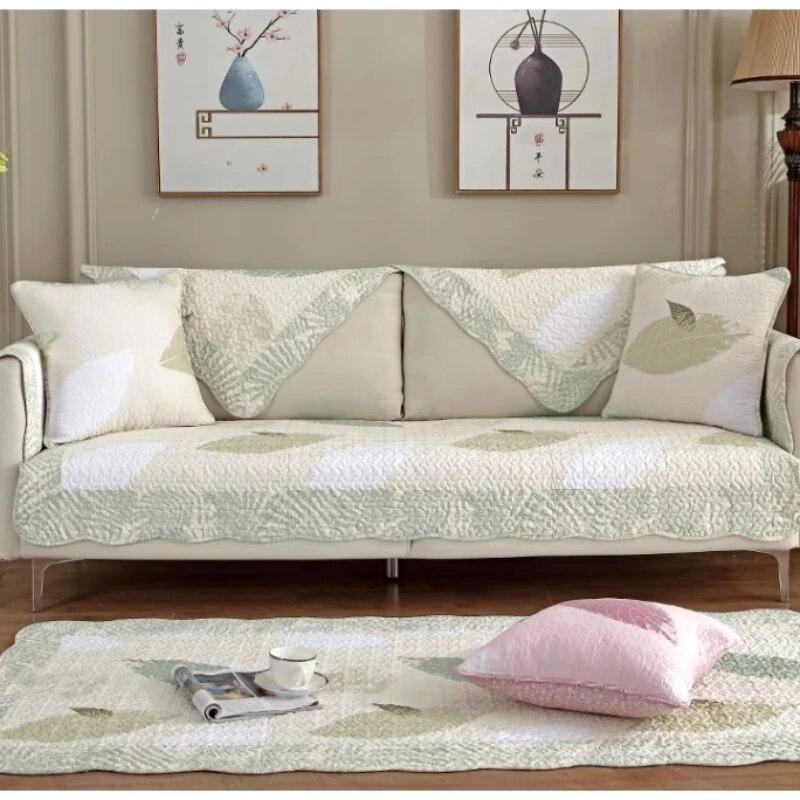 Bent Edge Pastoral Jacquard Couch Mat Comfortable Non Slip Dustproof Sofa Towel Versatile Living Room Decoration Cushion