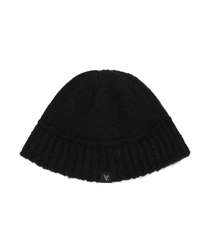Bajal Monogram Label Wool Knit Bucket Hat Black