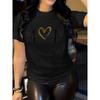 Europeisk Storlek Dam Hjärtdesign Tryck T-shirt Snygg Vardaglig Bekväm Sportkläder