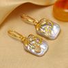 SENIKO Natural Freshwater Big Baroque Pearl Earrings Fashion Cubic Zirconia Pearl Drop Earrings For Women Party Jewelry