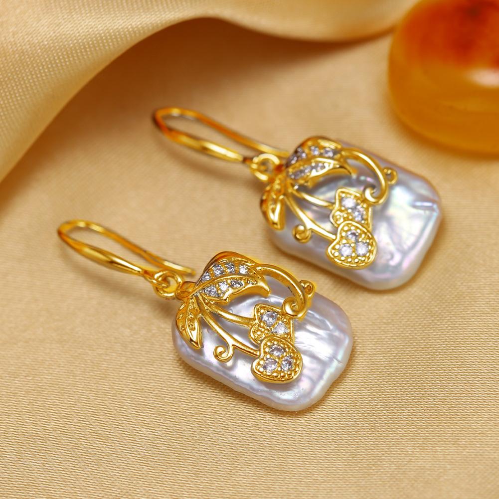 SENIKO Natural Freshwater Big Baroque Pearl Earrings Fashion Cubic Zirconia Pearl Drop Earrings For Women Party Jewelry