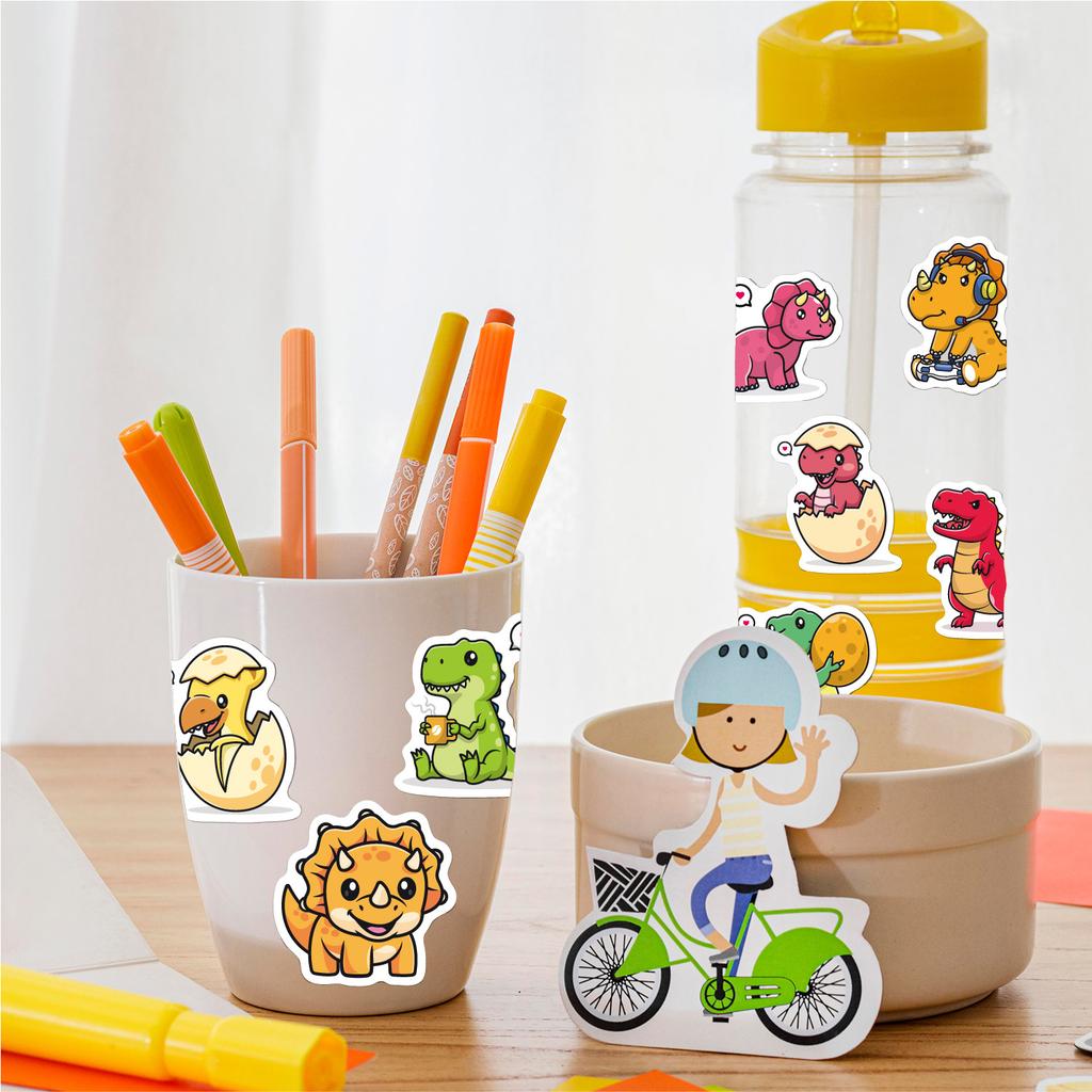 Stickers 50 Small Size Water Cup Lunch Box Stationery Decoration Student Reward Small Gift Dinosaur Stickers